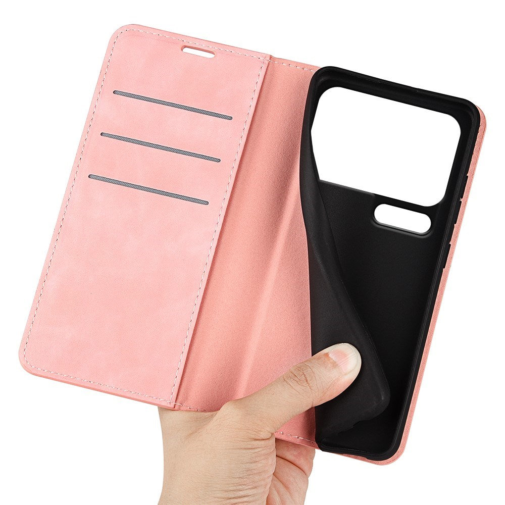 Xiaomi 18 Pro EIDERWOOD Artificial Leather Flip Case with Wallet and Stand Function - Pink