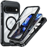 Google Pixel 11 Pro XL Shockproof Case with Built-in Screen Protector - Transparent / Black