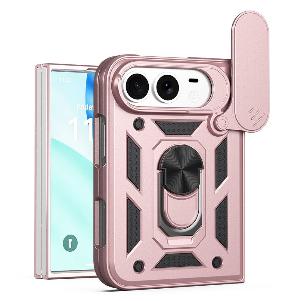 iPhone Fold EIDERWOOD Hybrid Tough Case with Kickstand & Cam Slider - Rose Gold