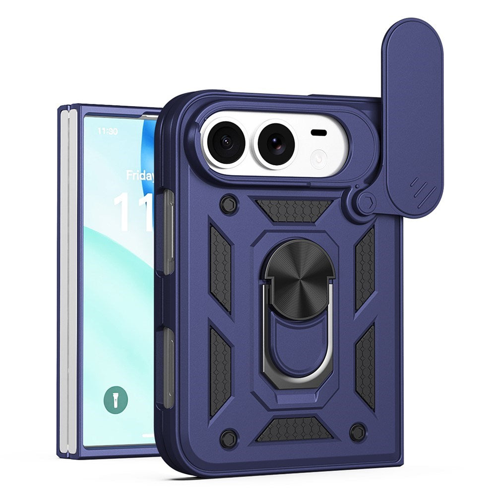 iPhone Fold EIDERWOOD Hybrid Tough Case with Kickstand & Cam Slider - Blue