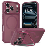 iPhone 18 Pro / 17 Pro Hybrid Plastic Case w. Shock-Absorbing Edges & Kickstand - MagSafe Compatible - Red