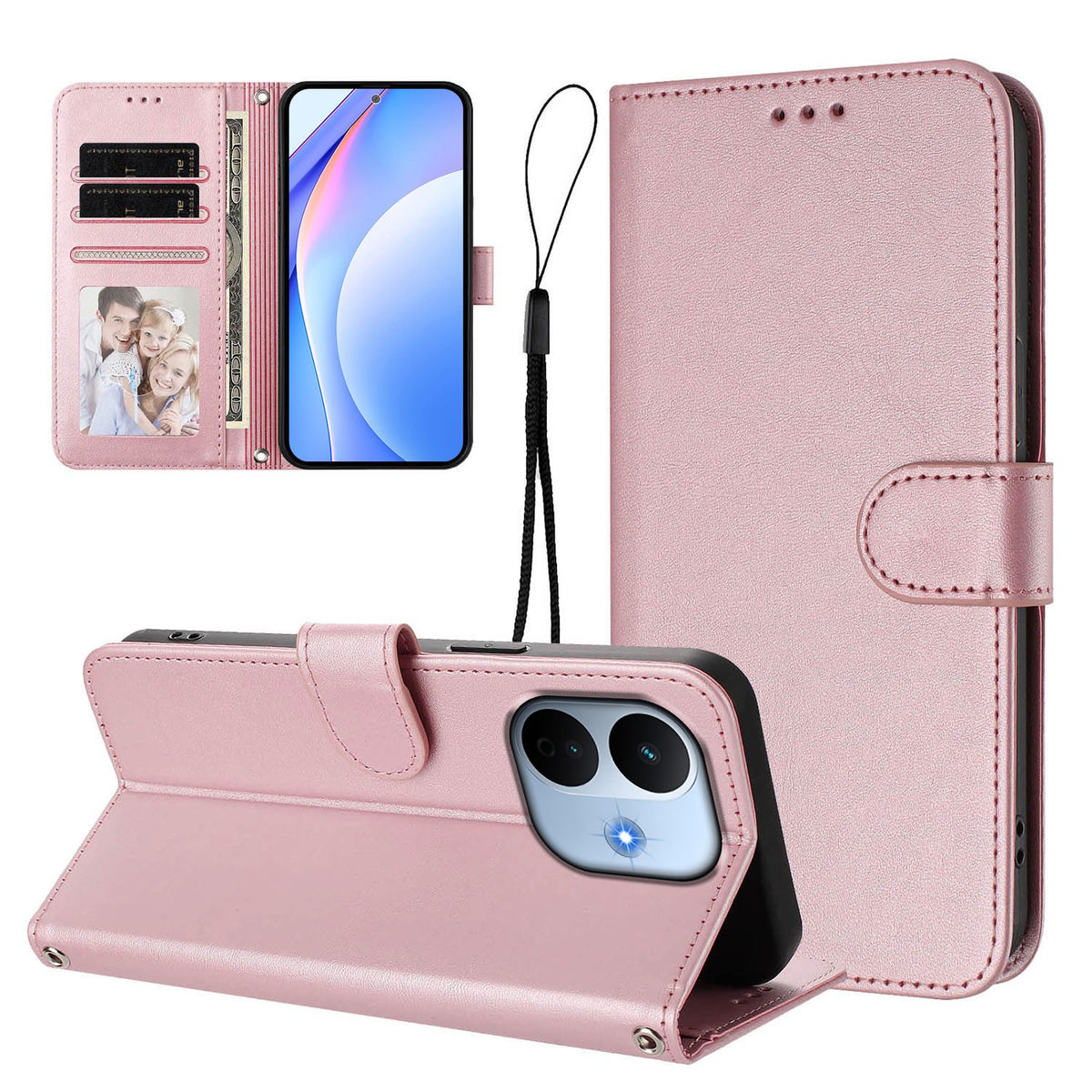 Xiaomi Redmi Note 17 Pro Max (5G) EIDERWOOD Faux Leather Flip Case with Strap - Pink