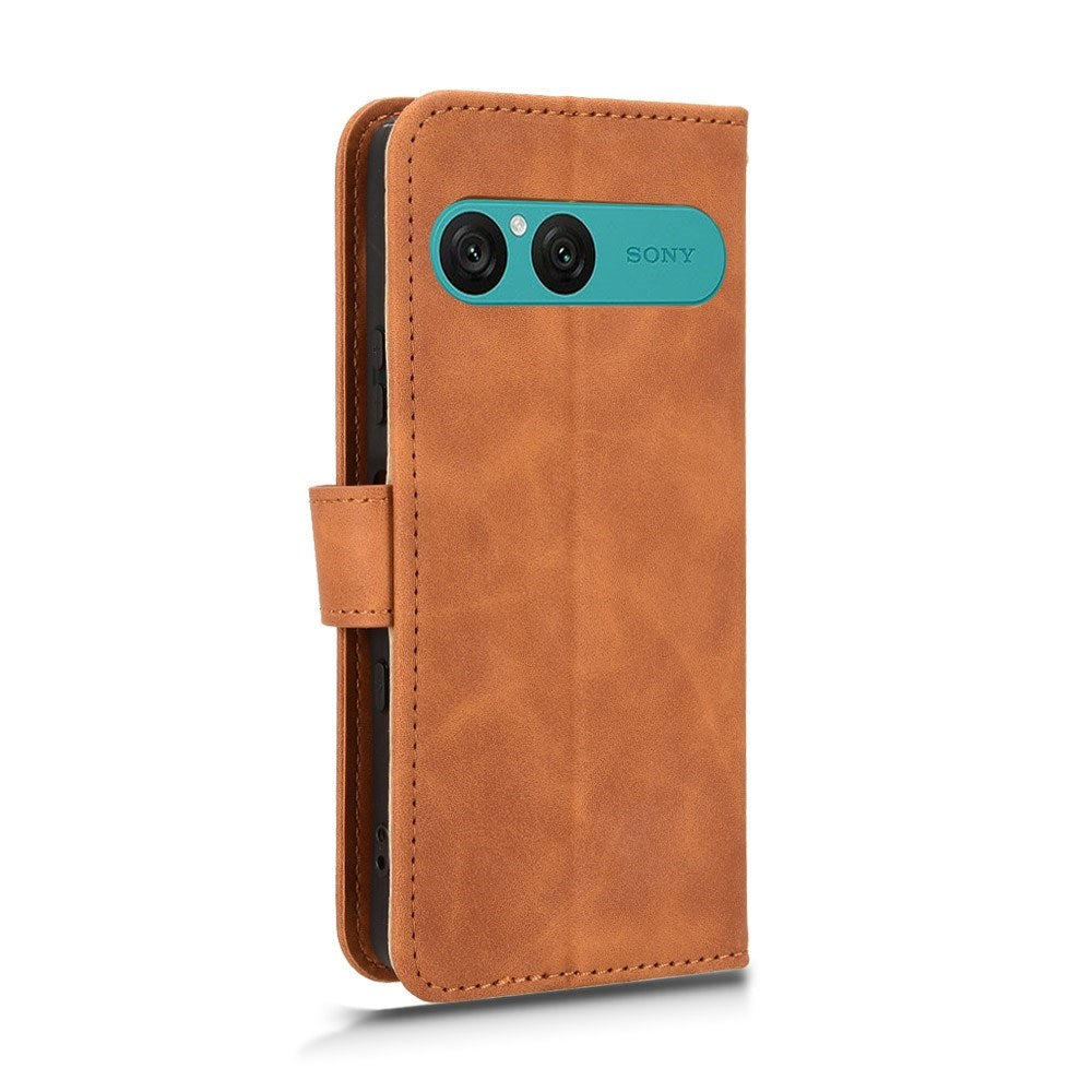 Sony Xperia 10 VIII EIDERWOOD Artificial Leather Flip Case with Wallet and Stand Function - Brown
