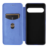 Sony Xperia 10 VIII EIDERWOOD Artificial Leather Case with Carbon Fibre Texture and Kickstand Strop - Blue