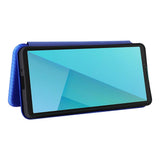 Sony Xperia 10 VIII EIDERWOOD Artificial Leather Case with Carbon Fibre Texture and Kickstand Strop - Blue
