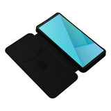Sony Xperia 10 VIII EIDERWOOD Artificial Leather Case with Carbon Fibre Texture and Kickstand Strop - Black