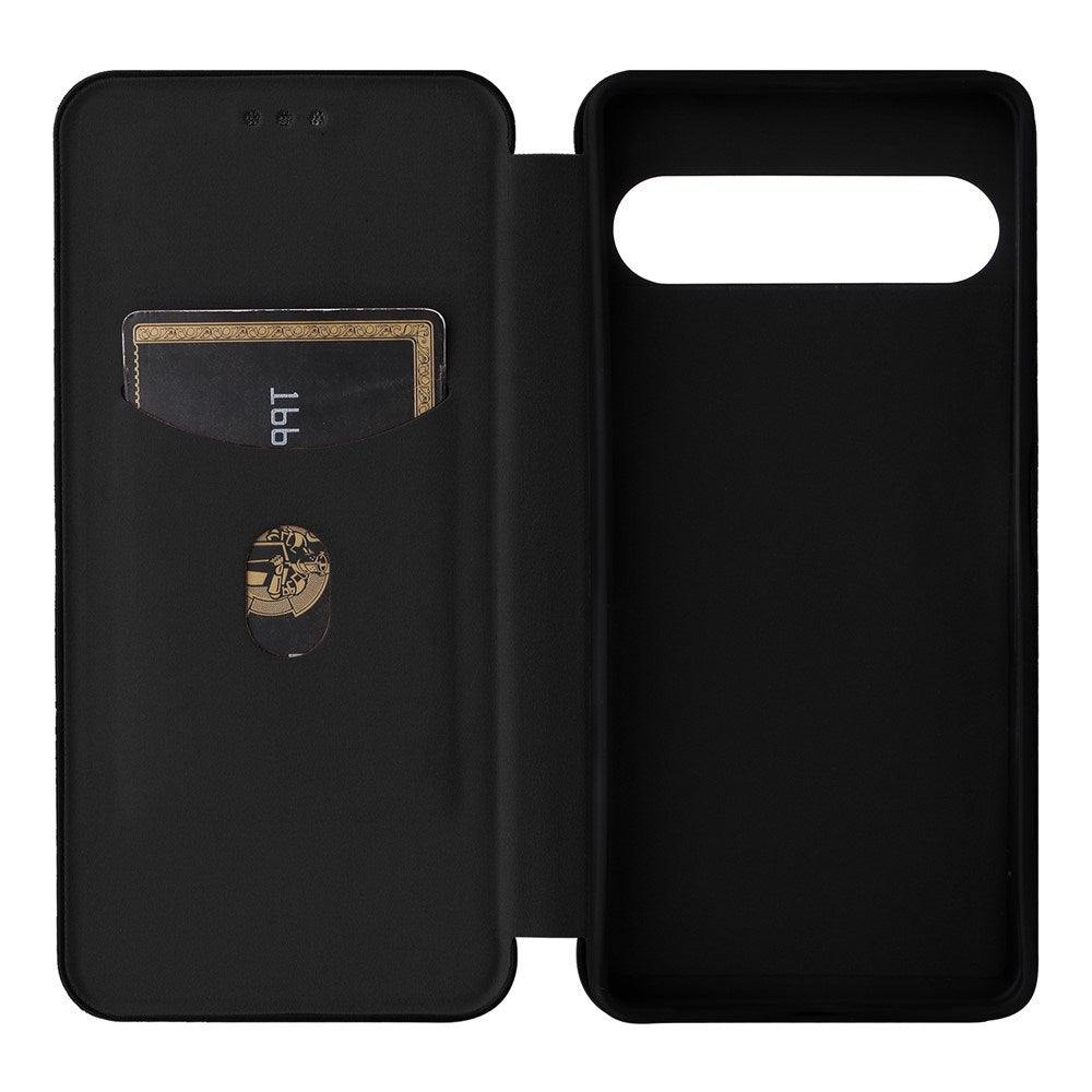 Sony Xperia 10 VIII EIDERWOOD Artificial Leather Case with Carbon Fibre Texture and Kickstand Strop - Black