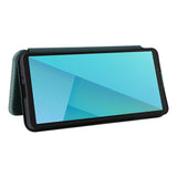 Sony Xperia 10 VIII EIDERWOOD Artificial Leather Case with Carbon Fibre Texture and Kickstand Strop - Green