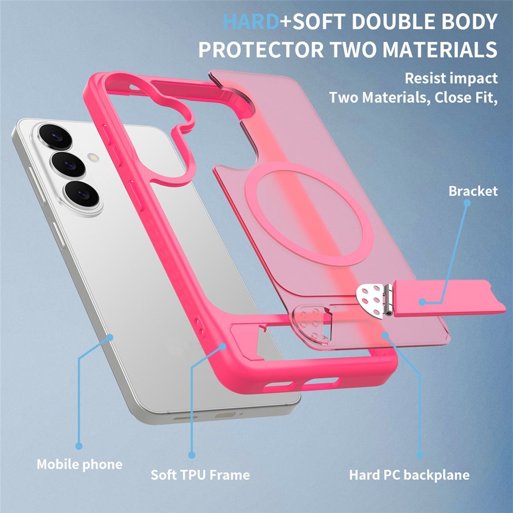 Samsung Galaxy S26 FE / S25 FE EIDERWOOD Hybrid Case with Kickstand - MagSafe Compatible - Hot Pink