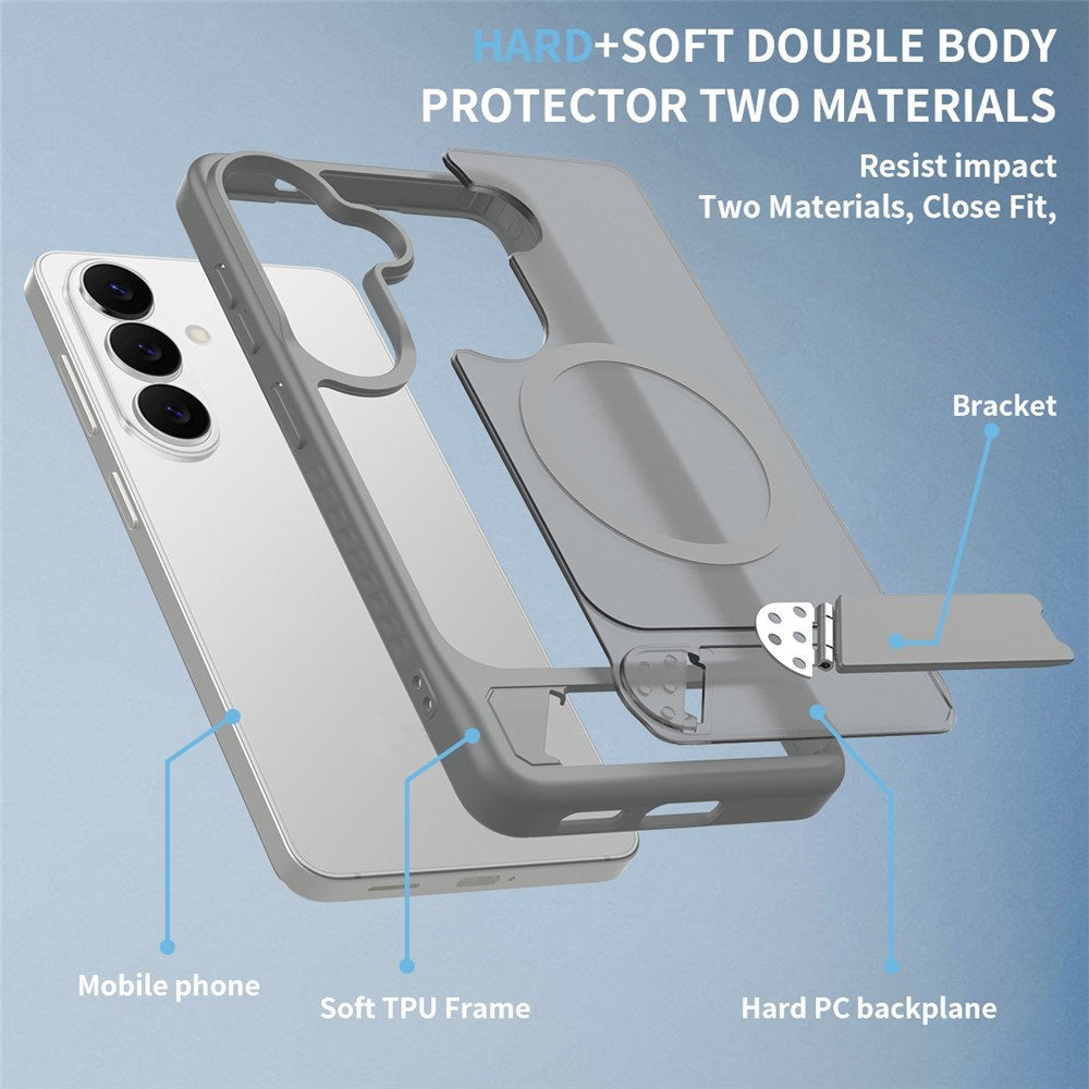 Samsung Galaxy S26 FE / S25 FE EIDERWOOD Hybrid Case with Kickstand - MagSafe Compatible - Grey