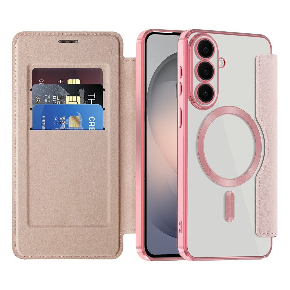 Samsung Galaxy S26 FE EIDERWOOD Flip Case with RFID Blocking and Camera Lens Protection - Pink / Transparent