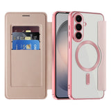 Samsung Galaxy S26 FE EIDERWOOD Flip Case with RFID Blocking and Camera Lens Protection - Pink / Transparent