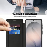 Samsung Galaxy S26 FE EIDERWOOD Flip Case with RFID Blocking and Camera Lens Protection - Black / Transparent