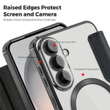 Samsung Galaxy S26 FE EIDERWOOD Flip Case with RFID Blocking and Camera Lens Protection - Black / Transparent
