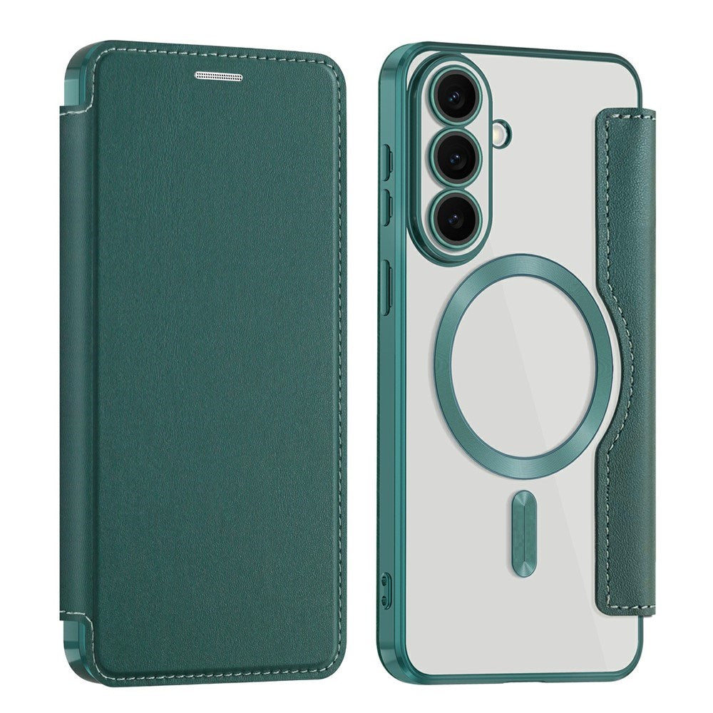 Samsung Galaxy S26 FE EIDERWOOD Flip Case with RFID Blocking and Camera Lens Protection - Green / Transparent