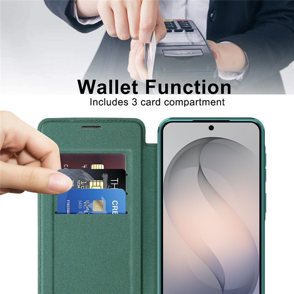 Samsung Galaxy S26 FE EIDERWOOD Flip Case with RFID Blocking and Camera Lens Protection - Green / Transparent
