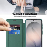 Samsung Galaxy S26 FE EIDERWOOD Flip Case with RFID Blocking and Camera Lens Protection - Green / Transparent