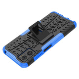 Motorola Moto E22 Cool Tyre Tough Case w. Stand - Black / Blue