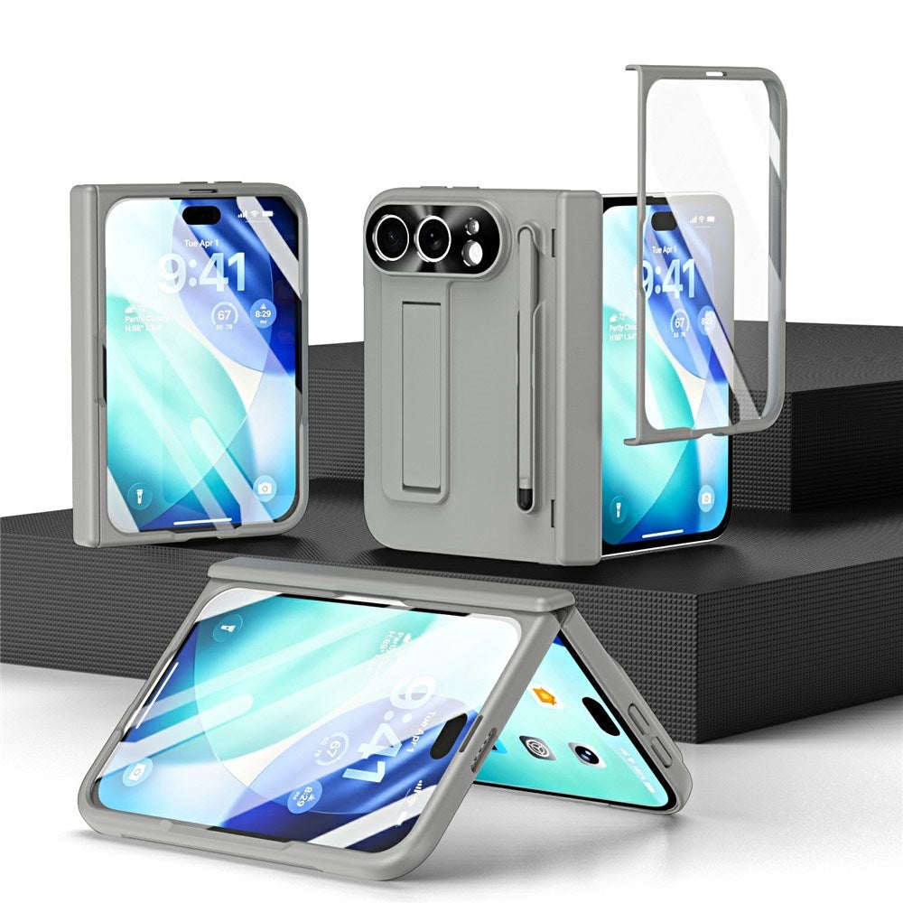 iPhone Fold EIDERWOOD Case with Screen Protector, Camera Protector and Stylus - Grey