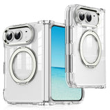 iPhone Fold EIDERWOOD Hybrid Case with Kickstand - MagSafe Compatible - Transparent / Silver