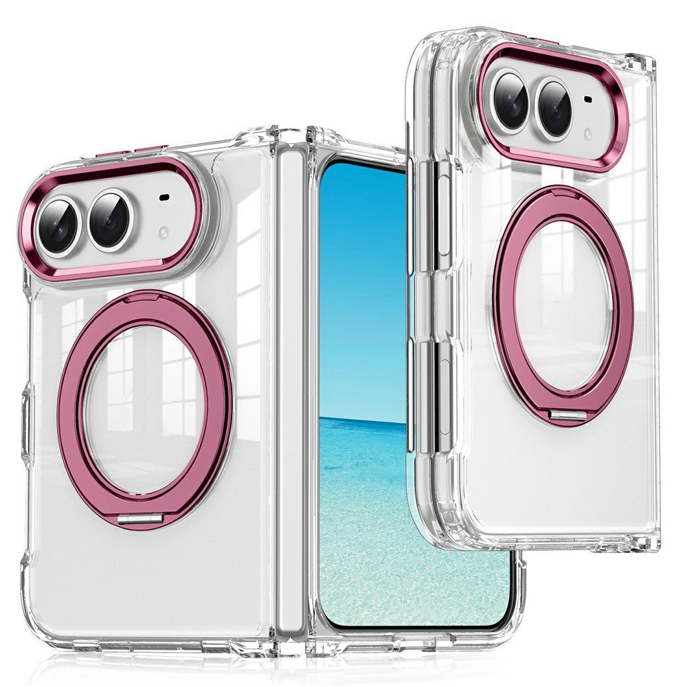 iPhone Duo EIDERWOOD Hybrid Case with Kickstand - MagSafe Compatible - Transparent / Pink