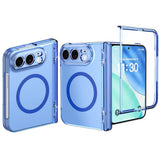iPhone Fold EIDERWOOD Hybrid Case with Screen Protector - MagSafe Compatible - Transparent / Blue