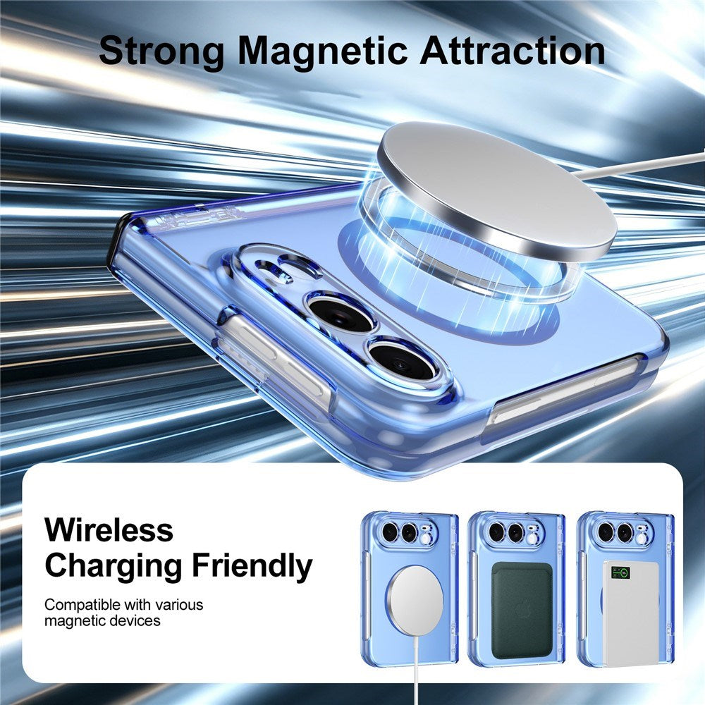 iPhone Fold EIDERWOOD Hybrid Case with Screen Protector - MagSafe Compatible - Transparent / Blue