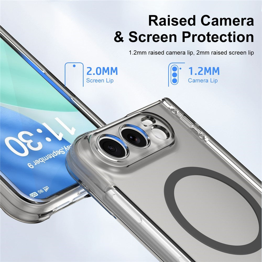 iPhone Fold EIDERWOOD Hybrid Case with Screen Protector - MagSafe Compatible - Transparent / Black