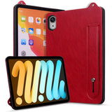 iPad Mini (2026) 8th Gen. EIDERWOOD Faux Leather Back Case with Strap Kickstand - Red