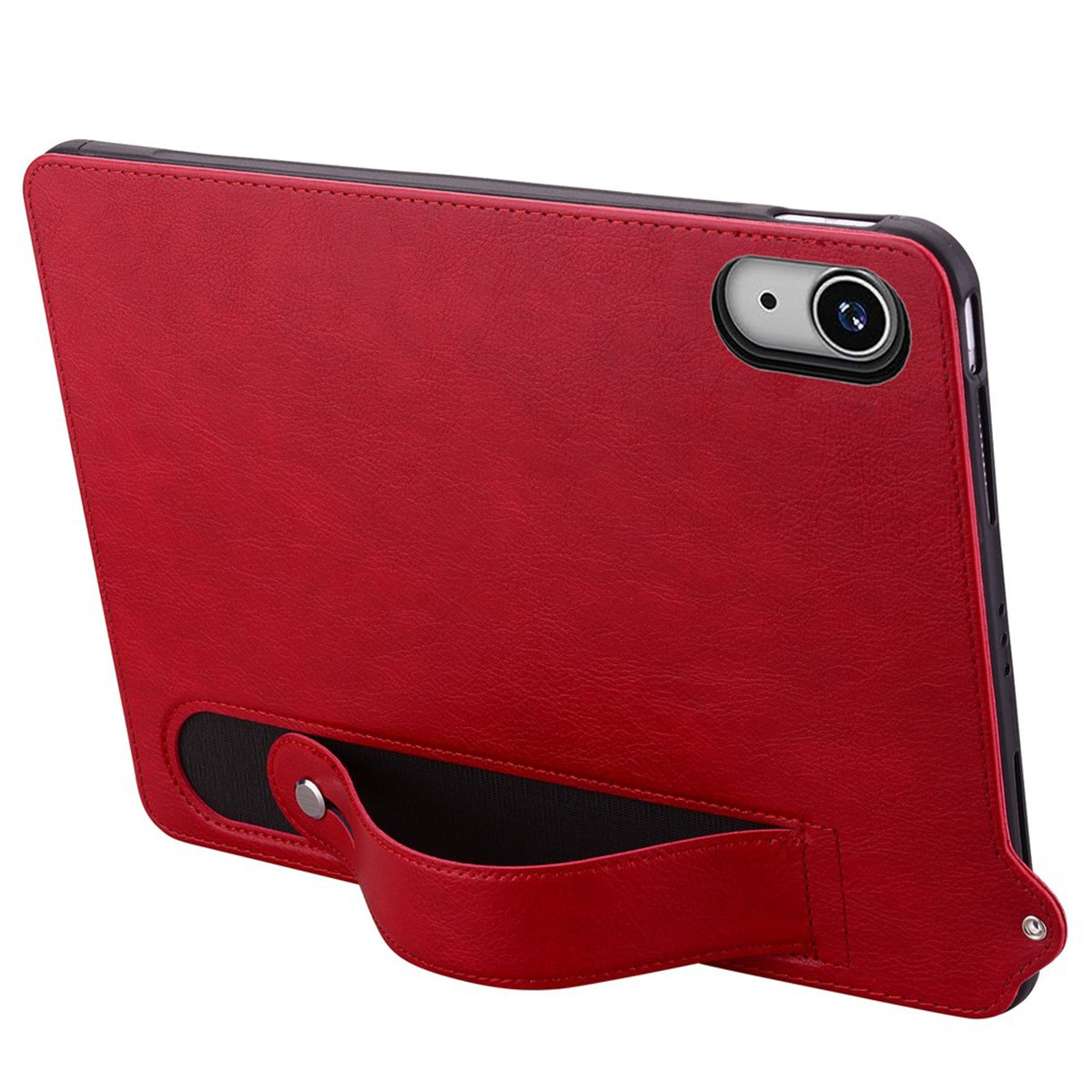 iPad Mini (2026) 8th Gen. EIDERWOOD Faux Leather Back Case with Strap Kickstand - Red