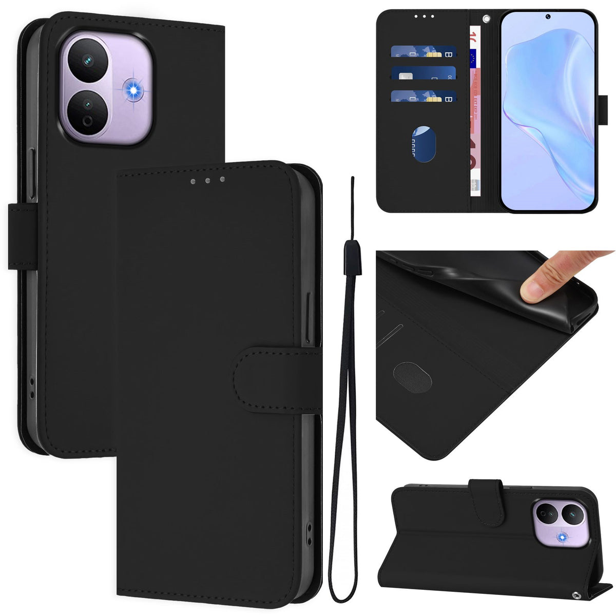 Xiaomi Redmi Note 17 Pro (5G) EIDERWOOD Faux Leather Flip Case with Strap - Black