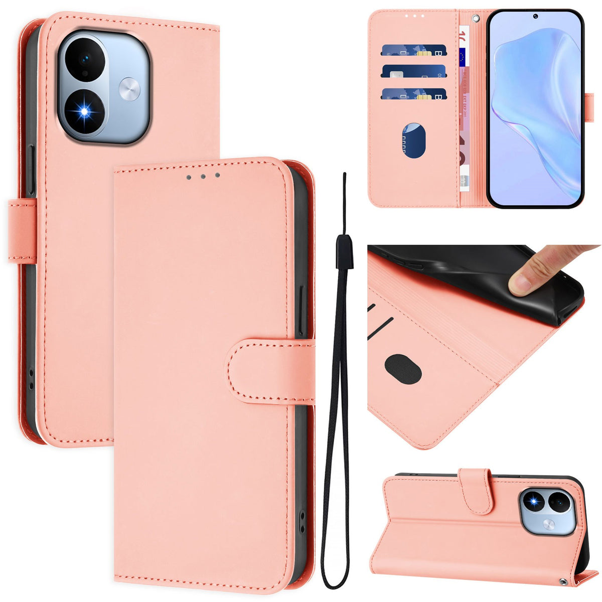 Xiaomi Redmi Note 17 (5G) EIDERWOOD Faux Leather Flip Case with Strap - Pink