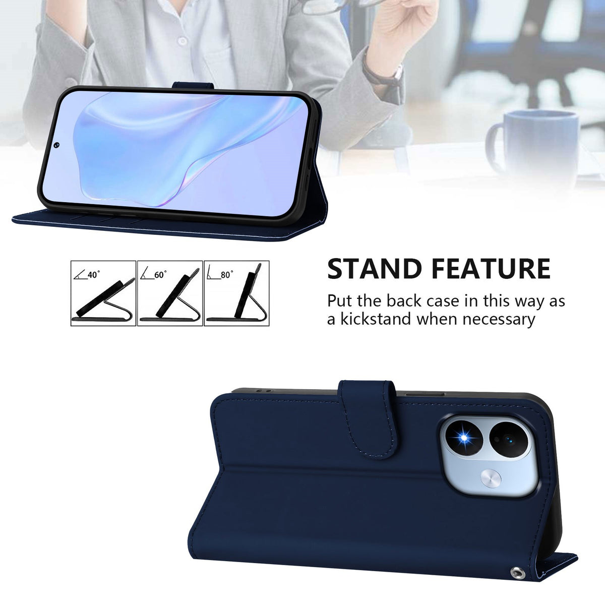 Xiaomi Redmi Note 17 (5G) EIDERWOOD Faux Leather Flip Case with Strap - Blue
