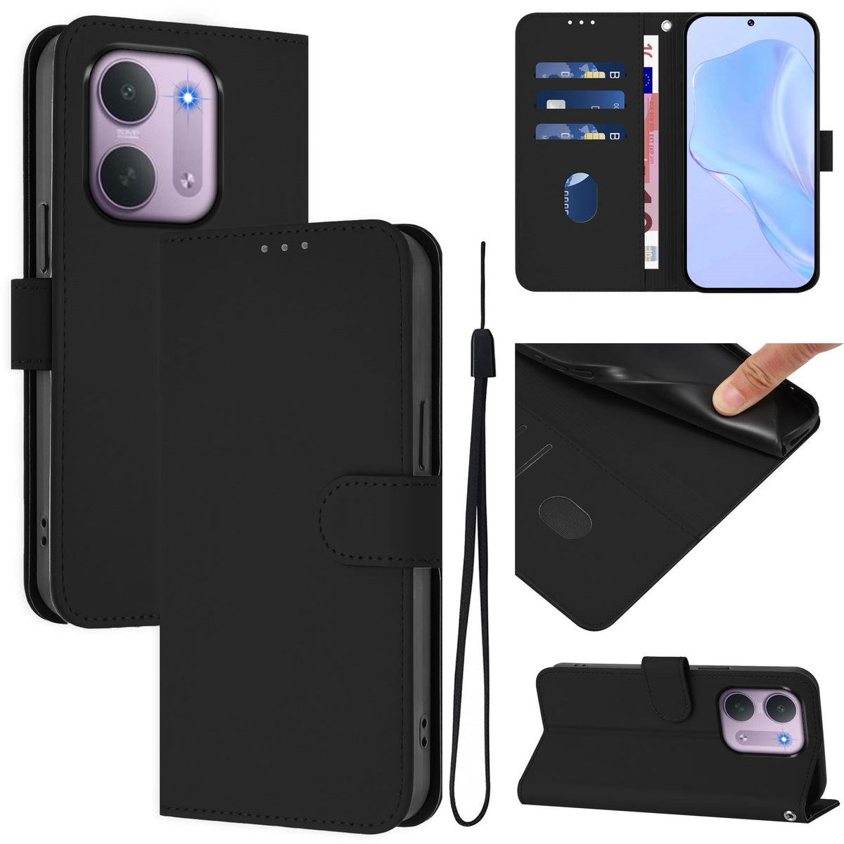 Xiaomi Redmi 17C (5G) EIDERWOOD Artificial Leather Flip Case with Strap - Black