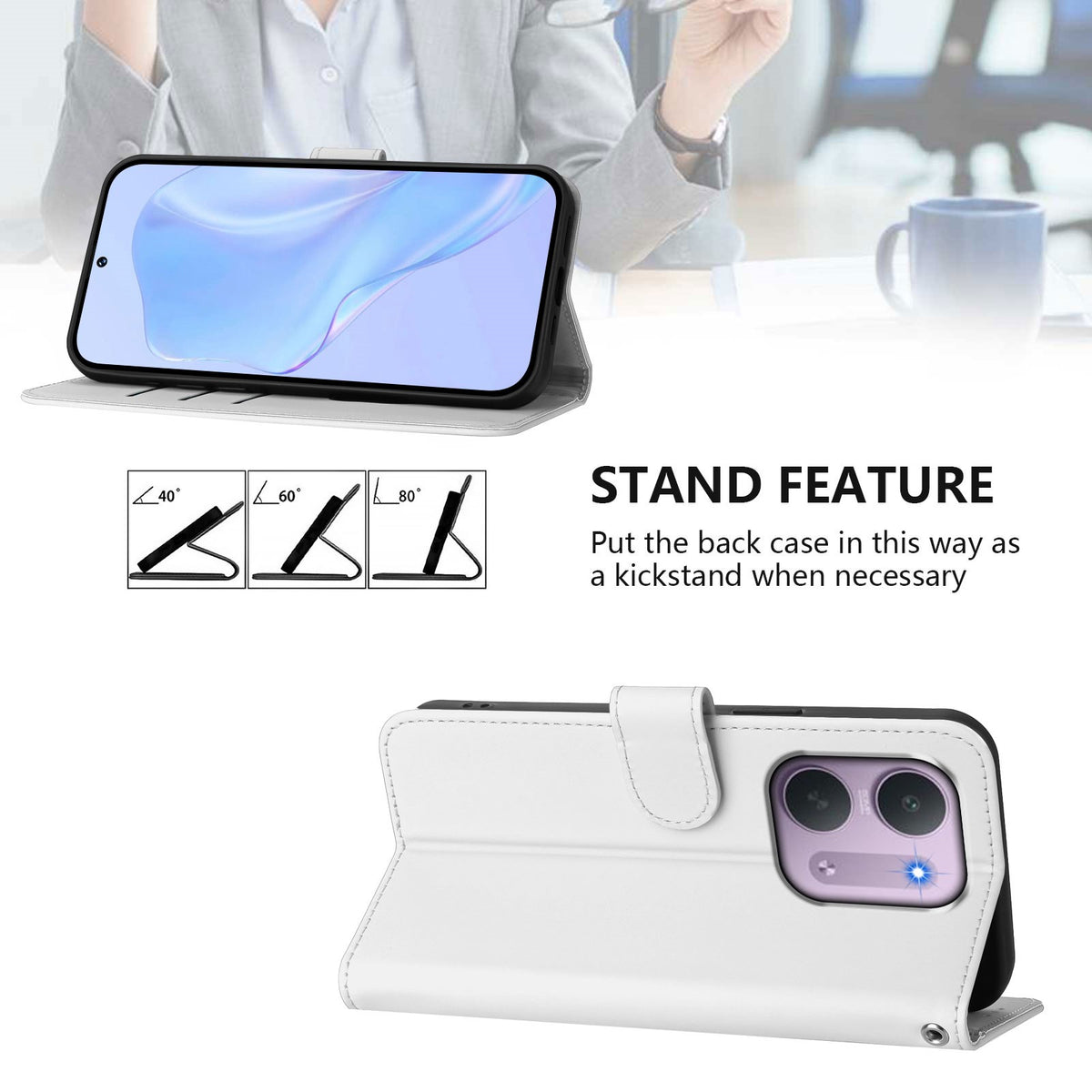Xiaomi Redmi 17C (5G) EIDERWOOD Artificial Leather Flip Case with Strap - White