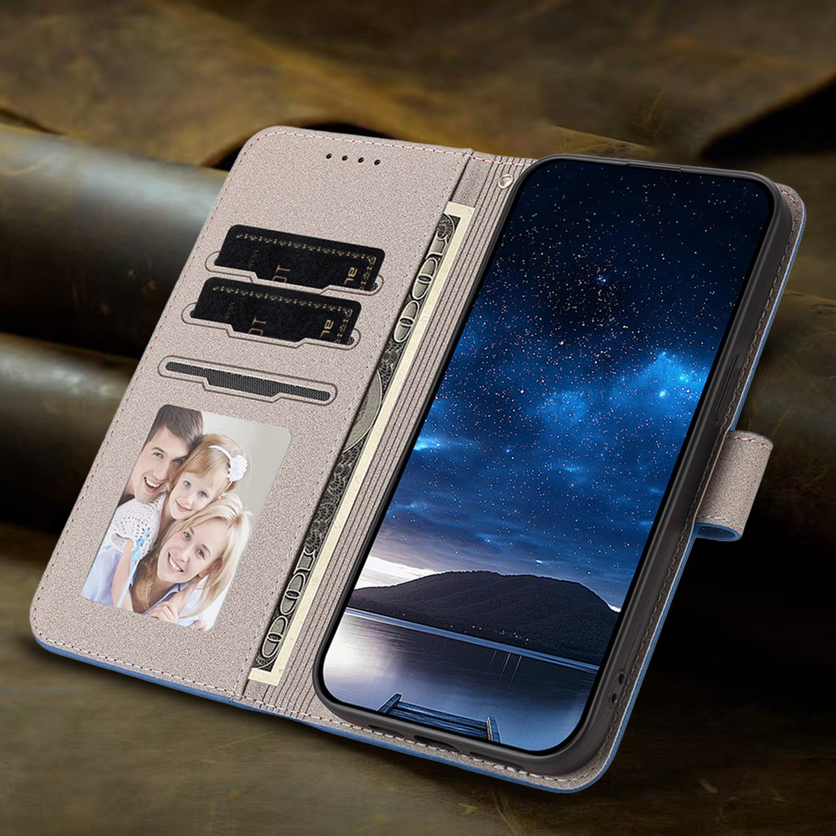 Xiaomi Redmi 17 (5G) / (4G) EIDERWOOD Artificial Leather Flip Case with Stand and Card Holder - Blue