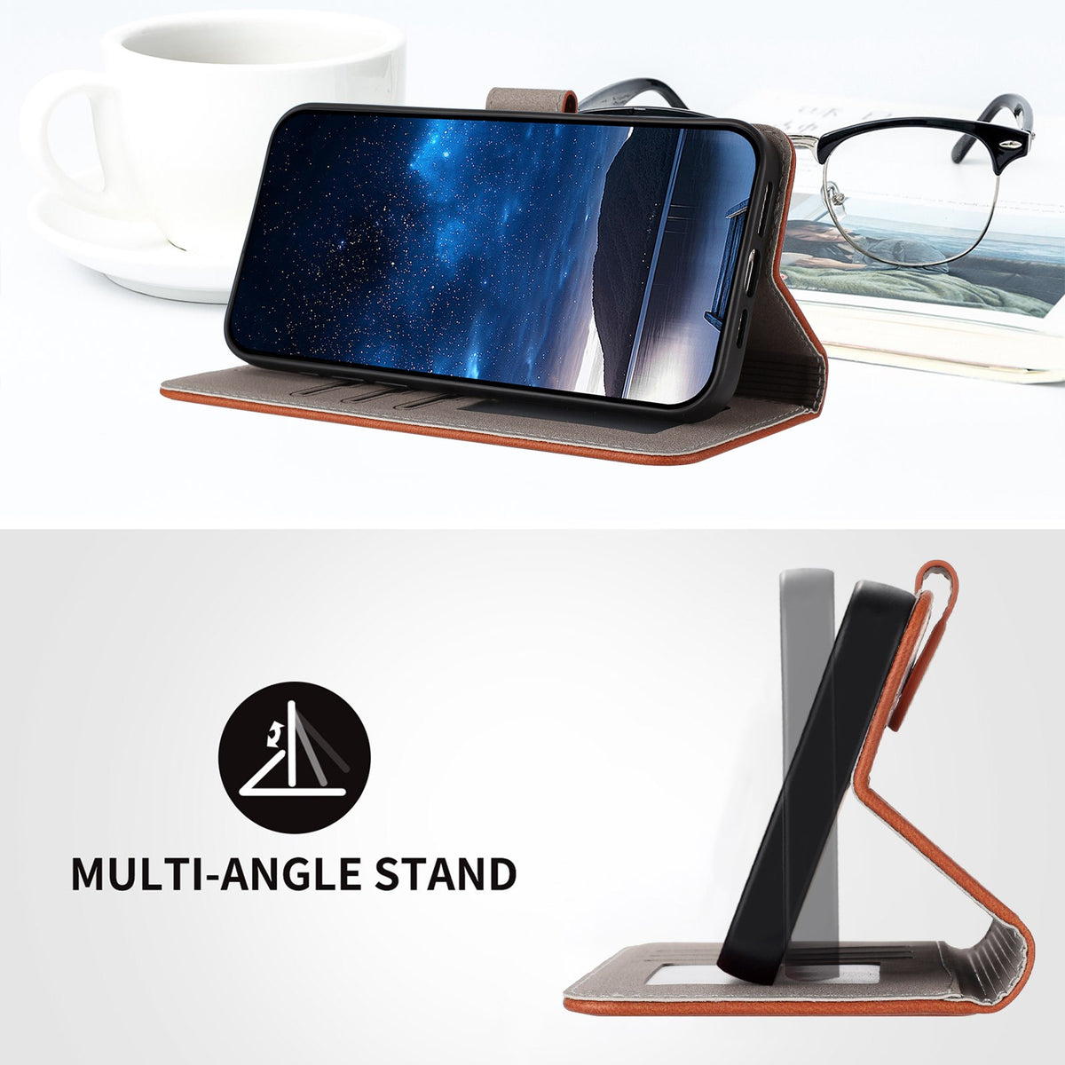 Xiaomi Redmi 17 (5G) / (4G) EIDERWOOD Artificial Leather Flip Case with Stand and Card Holder - Brown