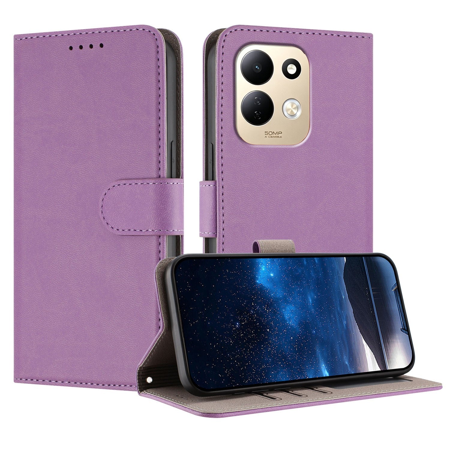 Xiaomi Redmi 17 (5G) / (4G) EIDERWOOD Artificial Leather Flip Case with Stand and Card Holder - Light Purple