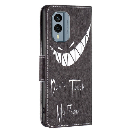 Nokia X30 Leather Wallet Case w. Print - "Don't Touch My Phone"