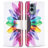 Nokia X30 Leather Wallet Case w. Print - Colorful Flower