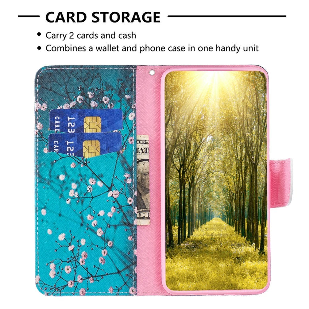 Nokia X30 Leather Wallet Case w. Print - Tree with Flowers