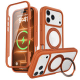 iPhone 18 Pro Max / 17 Pro Max EIDERWOOD Case with Screen Protector and Stand Function - MagSafe Compatible - Orange / Transparent