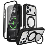 iPhone 18 Pro Max / 17 Pro Max EIDERWOOD Case with Screen Protector and Stand Function - MagSafe Compatible - Black / Transparent
