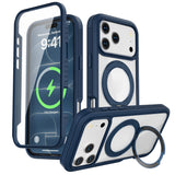 iPhone 18 Pro / 17 Pro EIDERWOOD Case with Screen Protector and Stand Function - MagSafe Compatible - Blue / Transparent