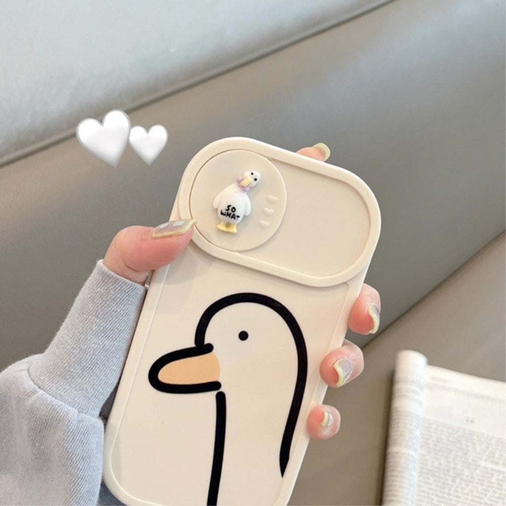 iPhone 14 Flexible Back Case w. Camera Lens Protector - Cute Duck