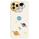 iPhone 14 Pro Flexible Case of Plastic w. Print - Astronaut in Space / White