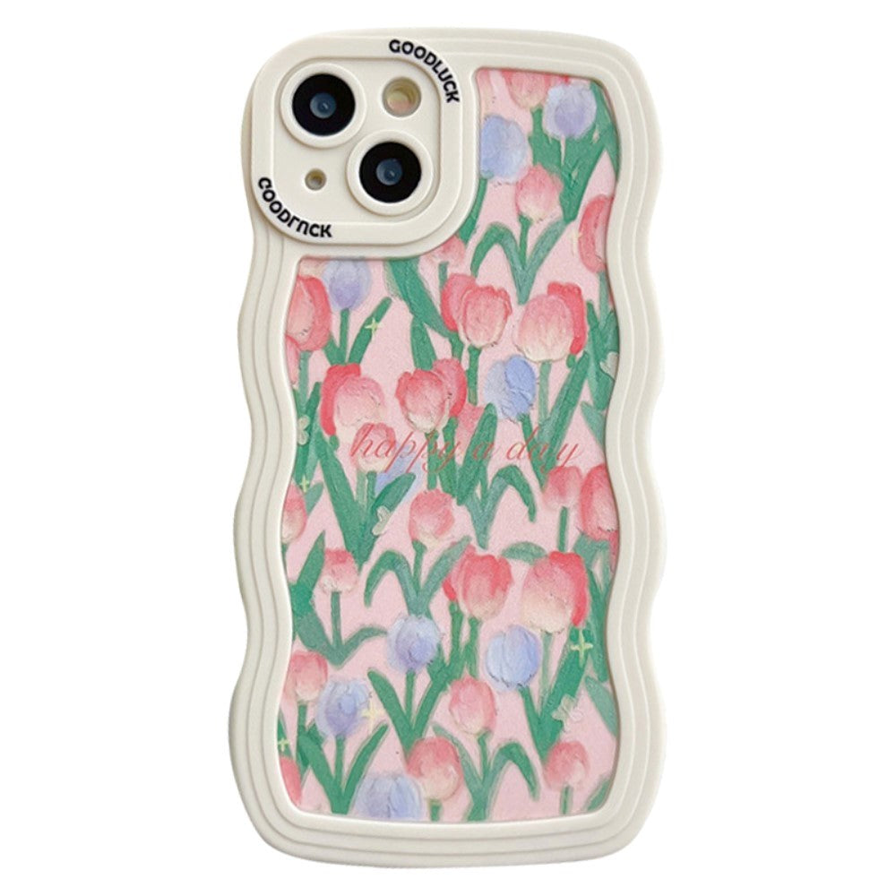 iPhone 14 Flexible Plastic Back Case - Tulips