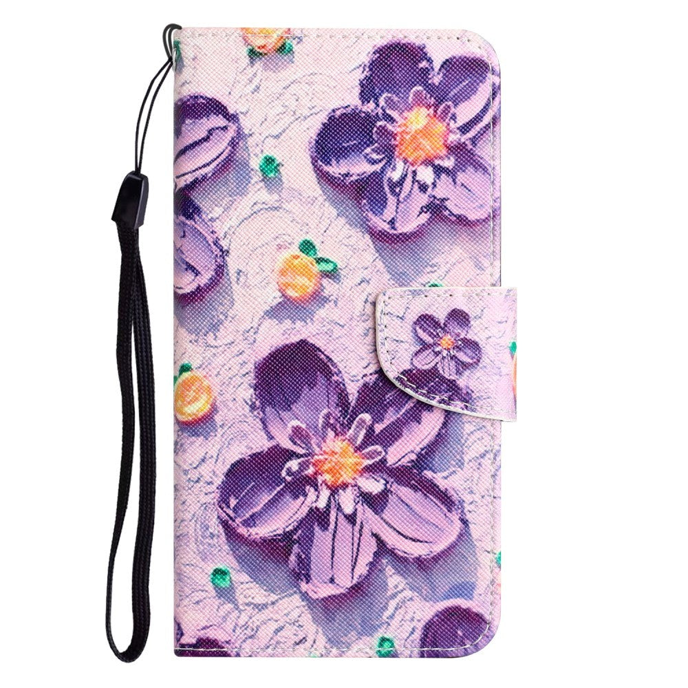 Samsung Galaxy A54 (5G) Leather Flip Case w. Wallet - Purple Flower