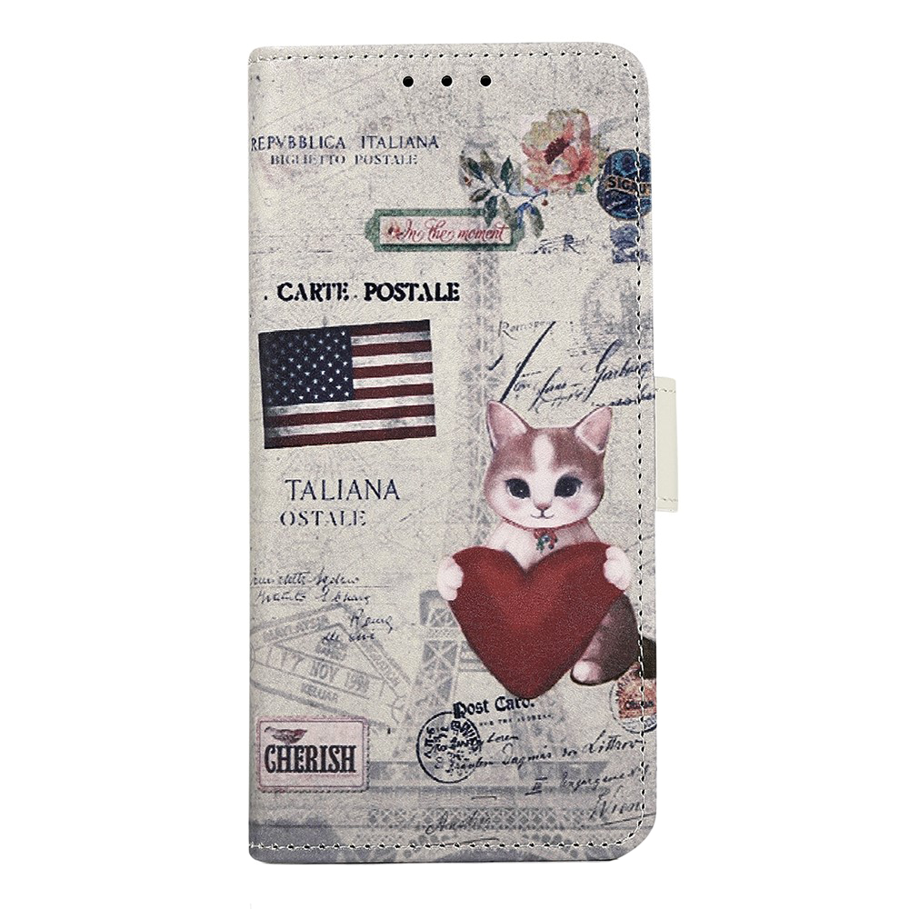 Motorola Edge 40 Pro Leather Case w. Wallet - Cat w. Heart