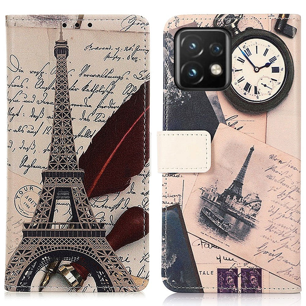 Motorola Edge 40 Pro Leather Case w. Wallet - The Eiffel Tower